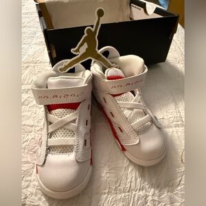 Jordan White and Red Sneakers 7C